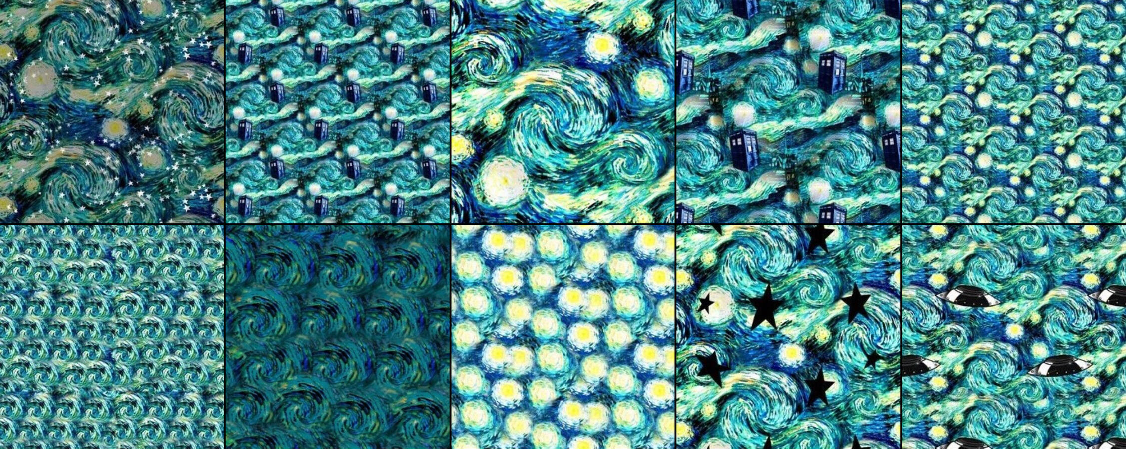 Starry night fabric collection in my Spoonflower shop