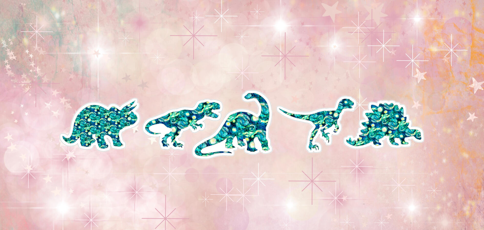 Starry night Dino stickers