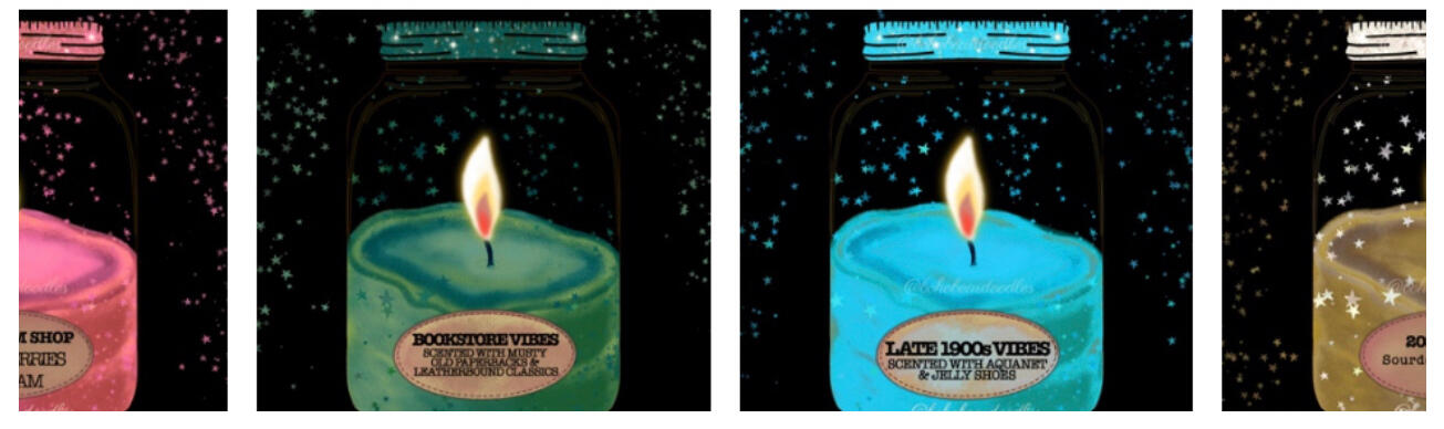 Cozy Candle Jar Stickers in my Redbubble shop